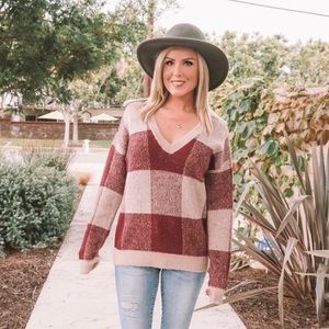 🔥 By The Fireplace Burgundy Plaid Sweater
